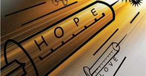 Thumbnail of artwork that depicts three syringes with the words hope, love, kindness