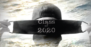 Artwork of person in water with mask that over eyes that says "Class of 2020"